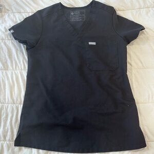 FIGS Black V-Neck Medical Scrub Top